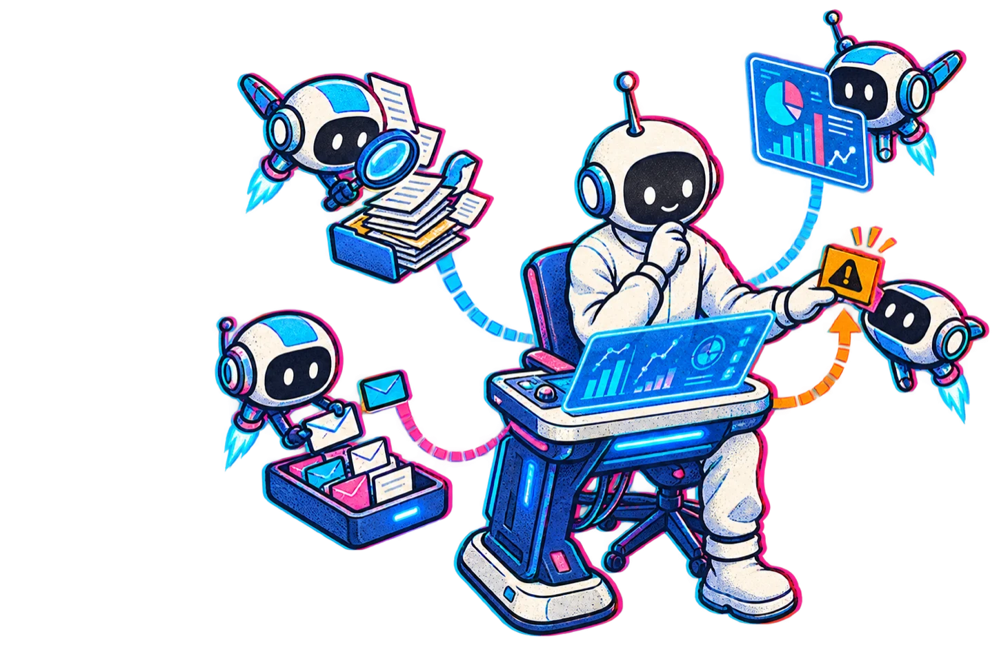 QQuantum maker supervises working research, messaging and analysis agents, with uncertain work returned for review