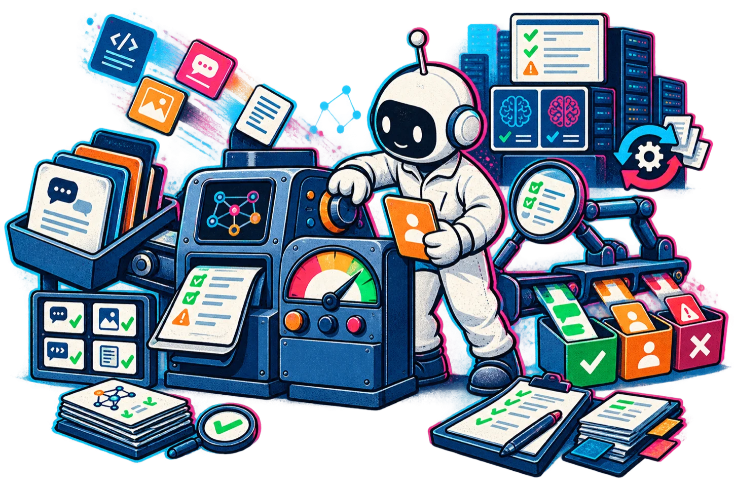 Maker testing an AI system against reviewable evaluation cases