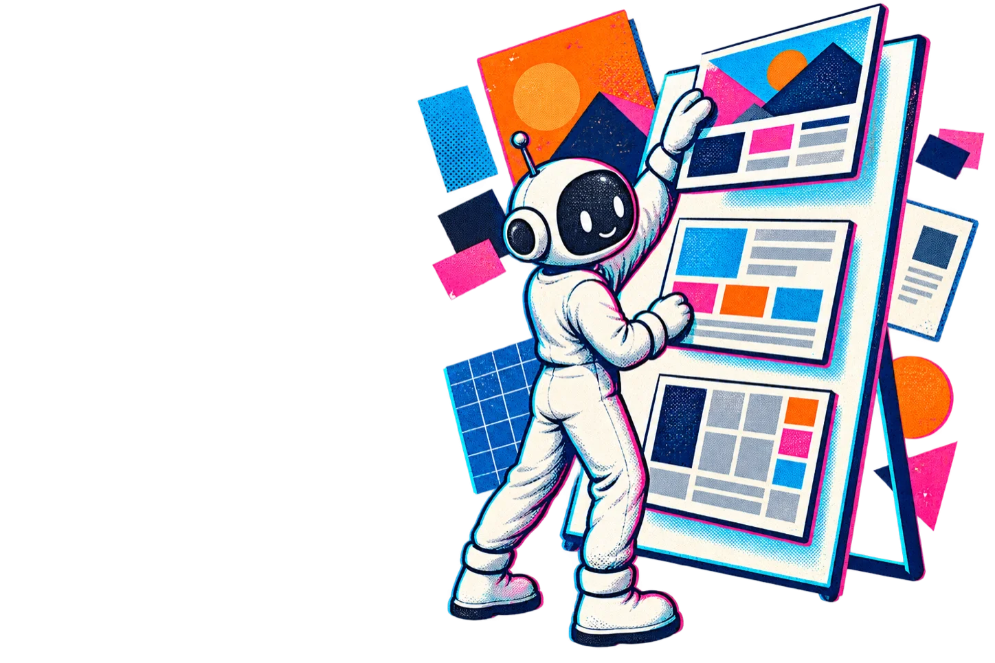 A QQuantum maker directs a group of abstract website compositions.