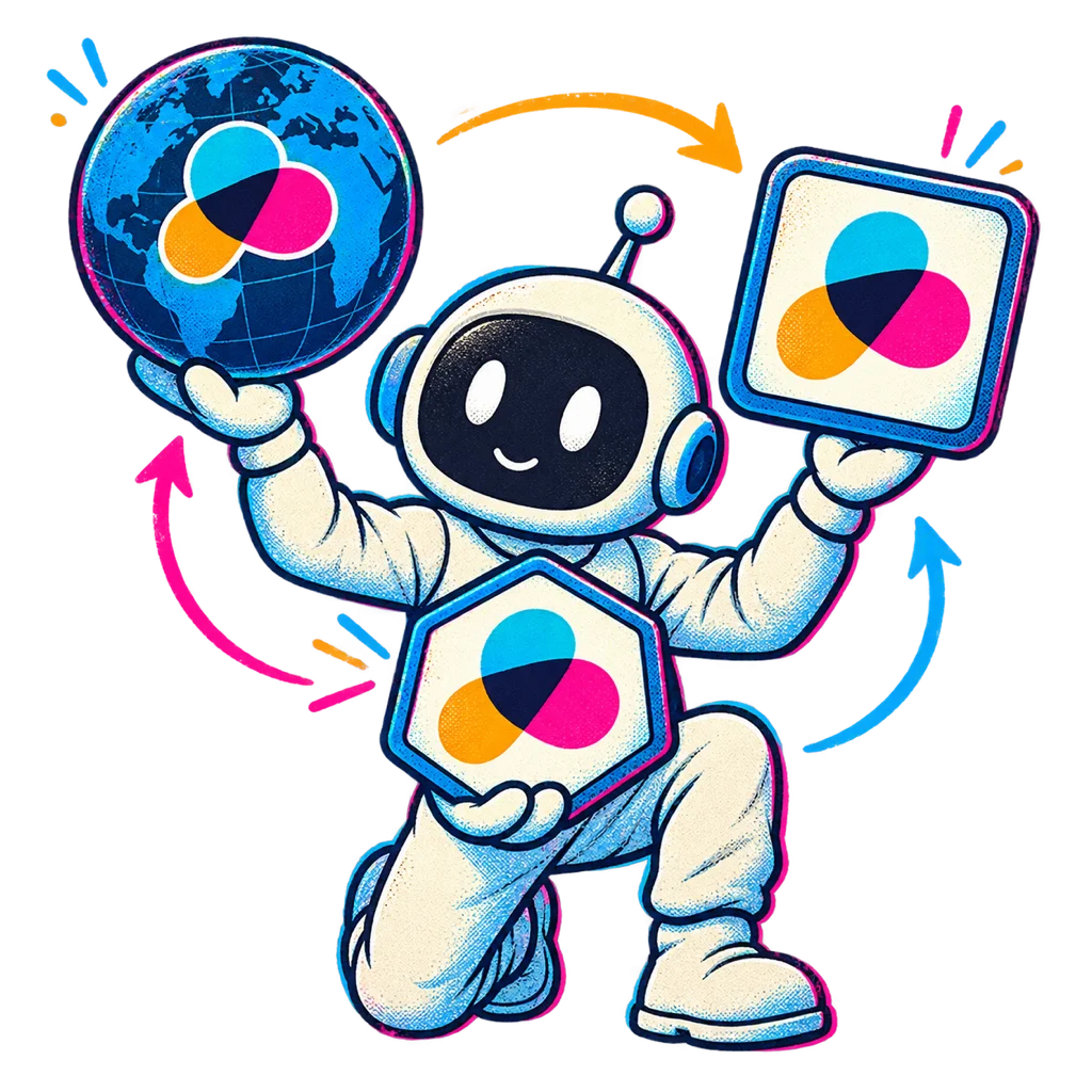 A QQuantum maker checks an abstract mark across several contexts.