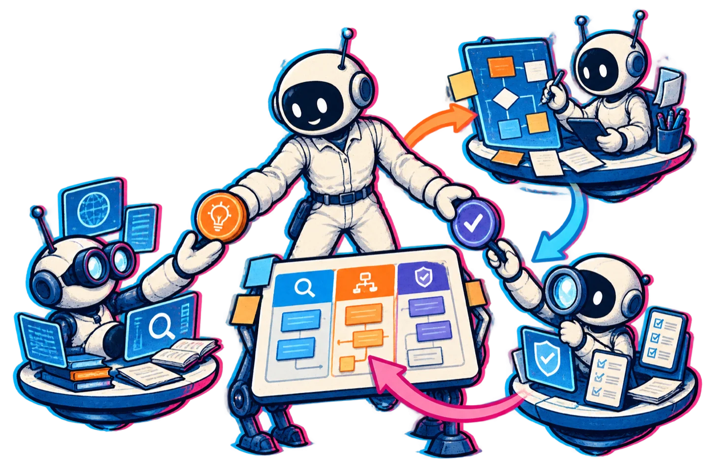 Maker coordinating a small team through bounded handoffs