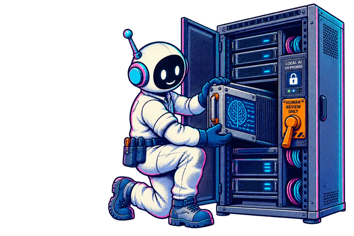 Maker installing a self-hosted AI module