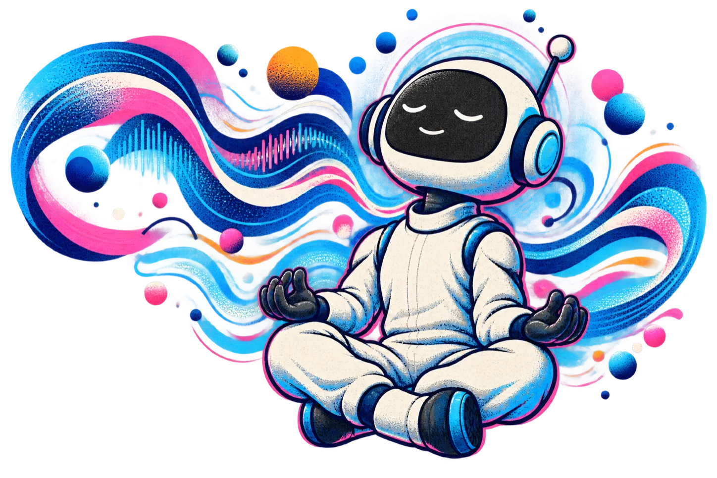 Peaceful maker meditating as calming sound waves settle around them
