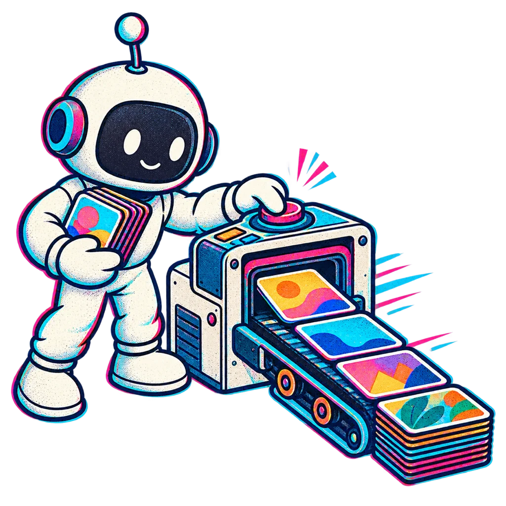 A QQuantum maker sends a stream of visual cards through a creative console.