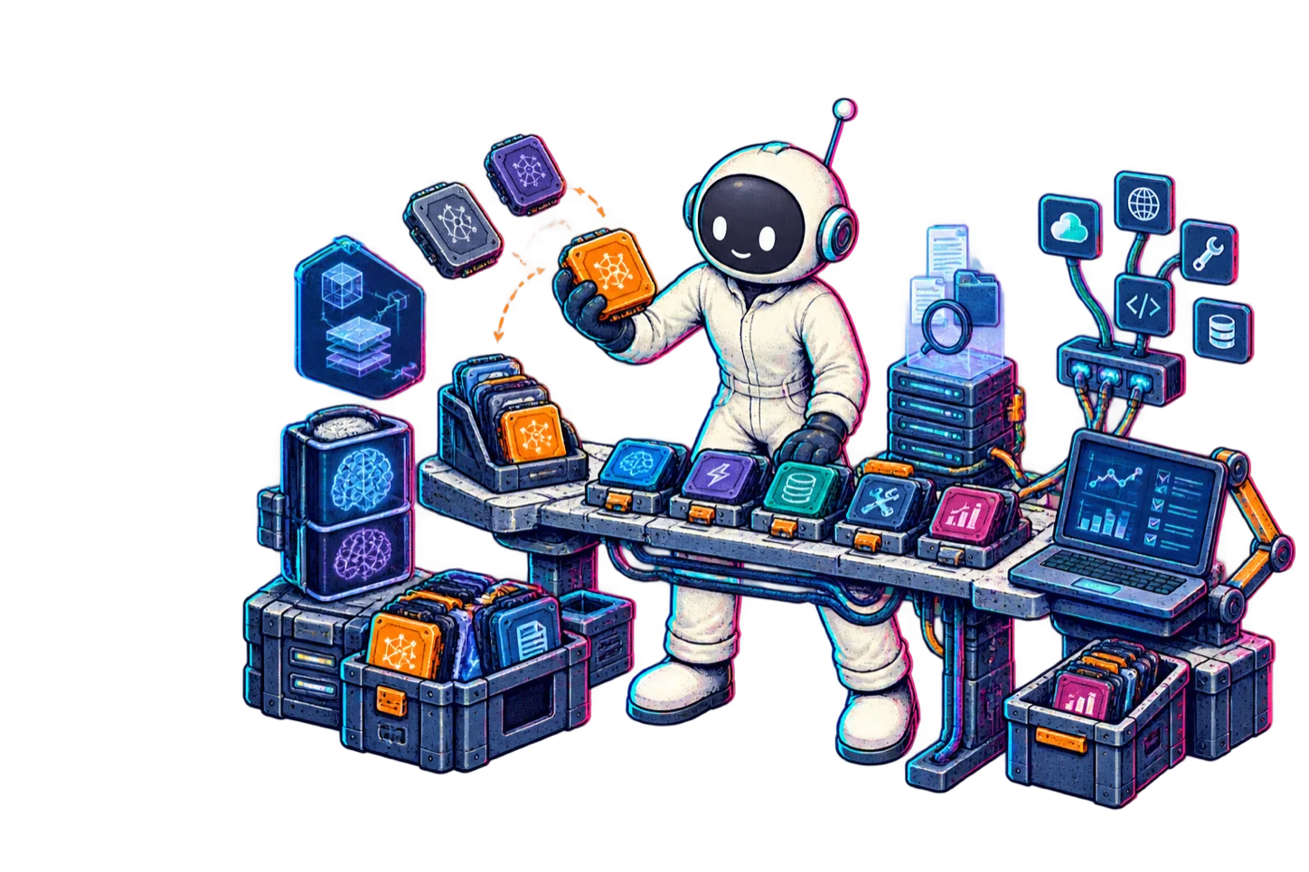 Maker choosing interoperable components for an AI technology stack