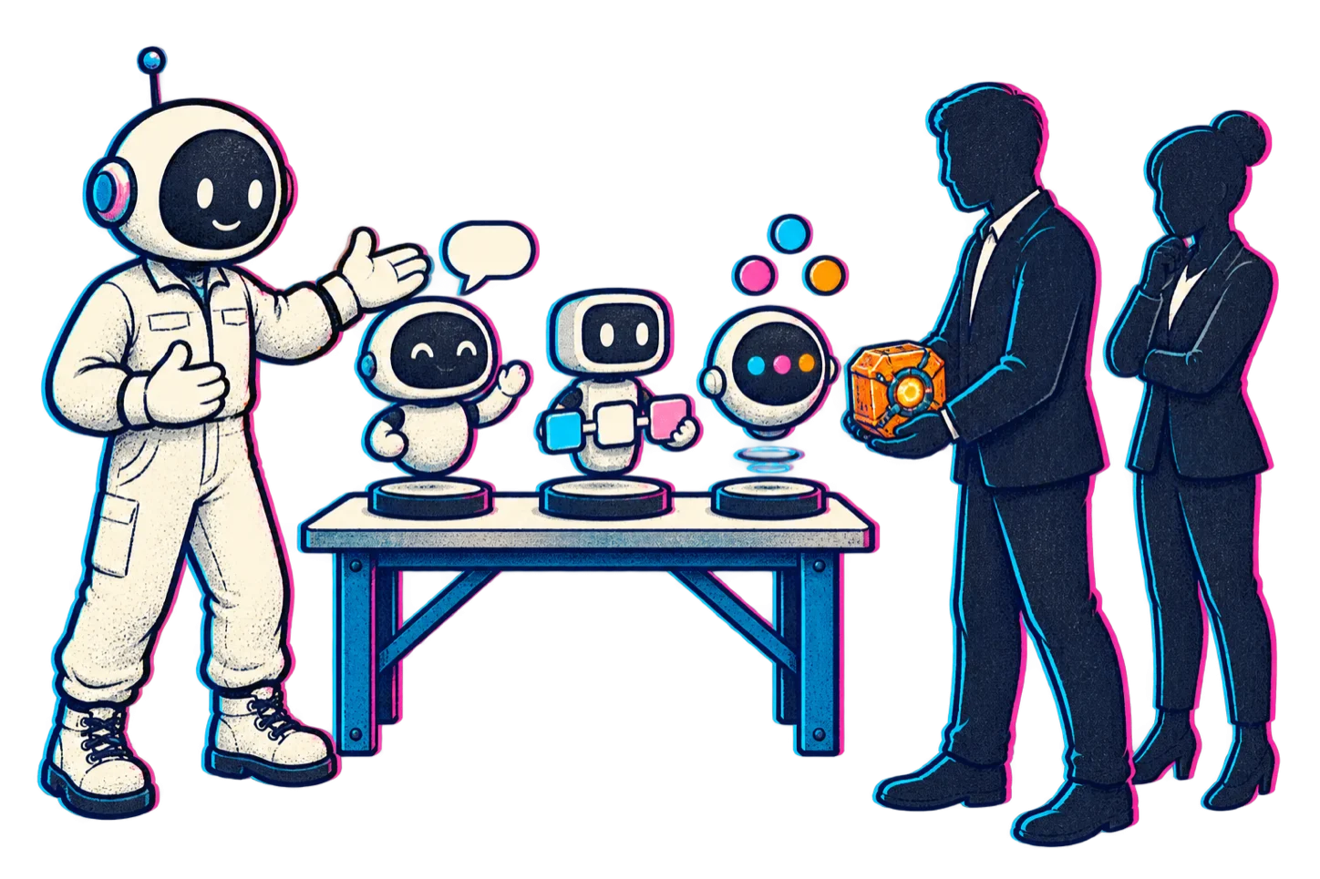 QQuantum maker presents three designed AI agents to client representatives.