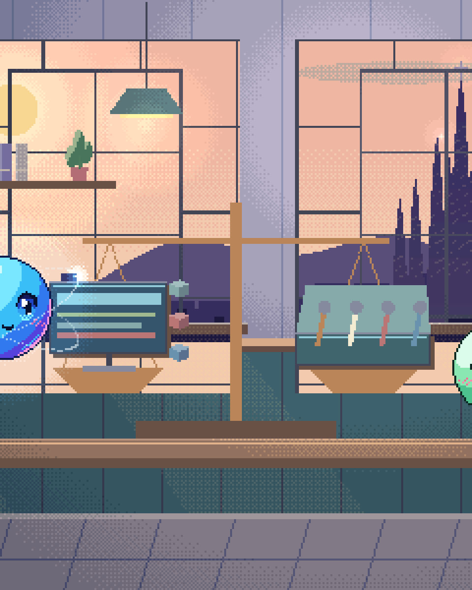 Pixel illustration for Microsoft Copilot vs Custom AI: a balanced comparison of a product interface assembled from physical glass components and an open toolkit of connectors, components and documented tools.