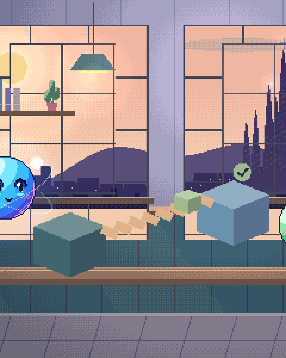 Pixel illustration for From AI Pilot to Production: wooden bridge pieces joining a prototype to a finished platform.