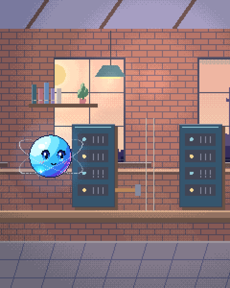 Pixel illustration for Air-Gapped Deployment: two cabinets separated by a clear physical gap and an unplugged cable.