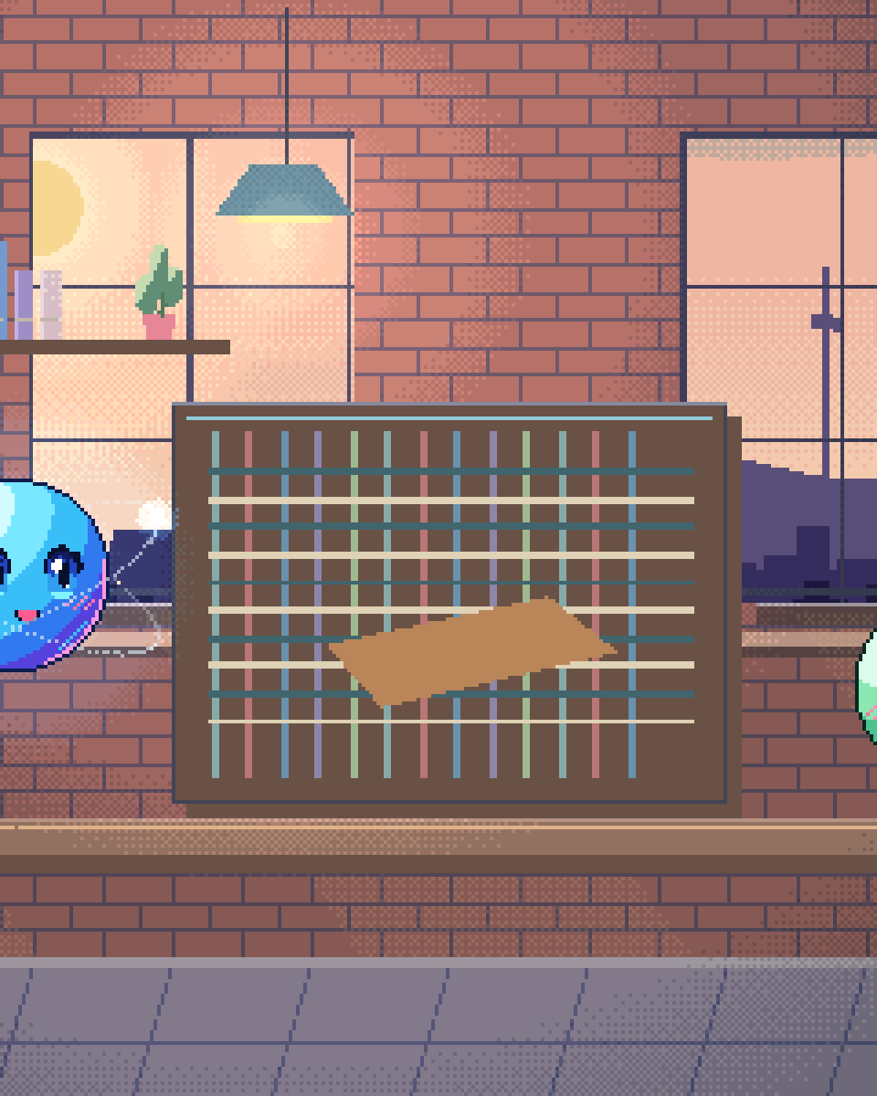 Pixel illustration for Cross-Platform Workflows: a loom weaving coloured threads between connected systems.