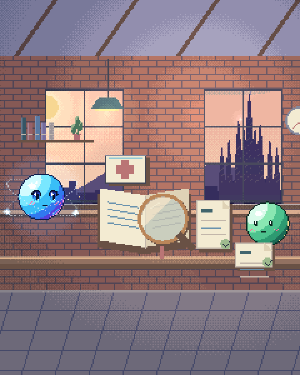 Pixel illustration for Document Intelligence Architecture: a clinical document beside a source lens and a human verification card.