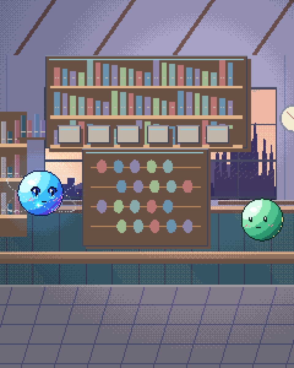Pixel illustration for Bookkeeping Agents: an abacus beside a ledger and a measured work sample.