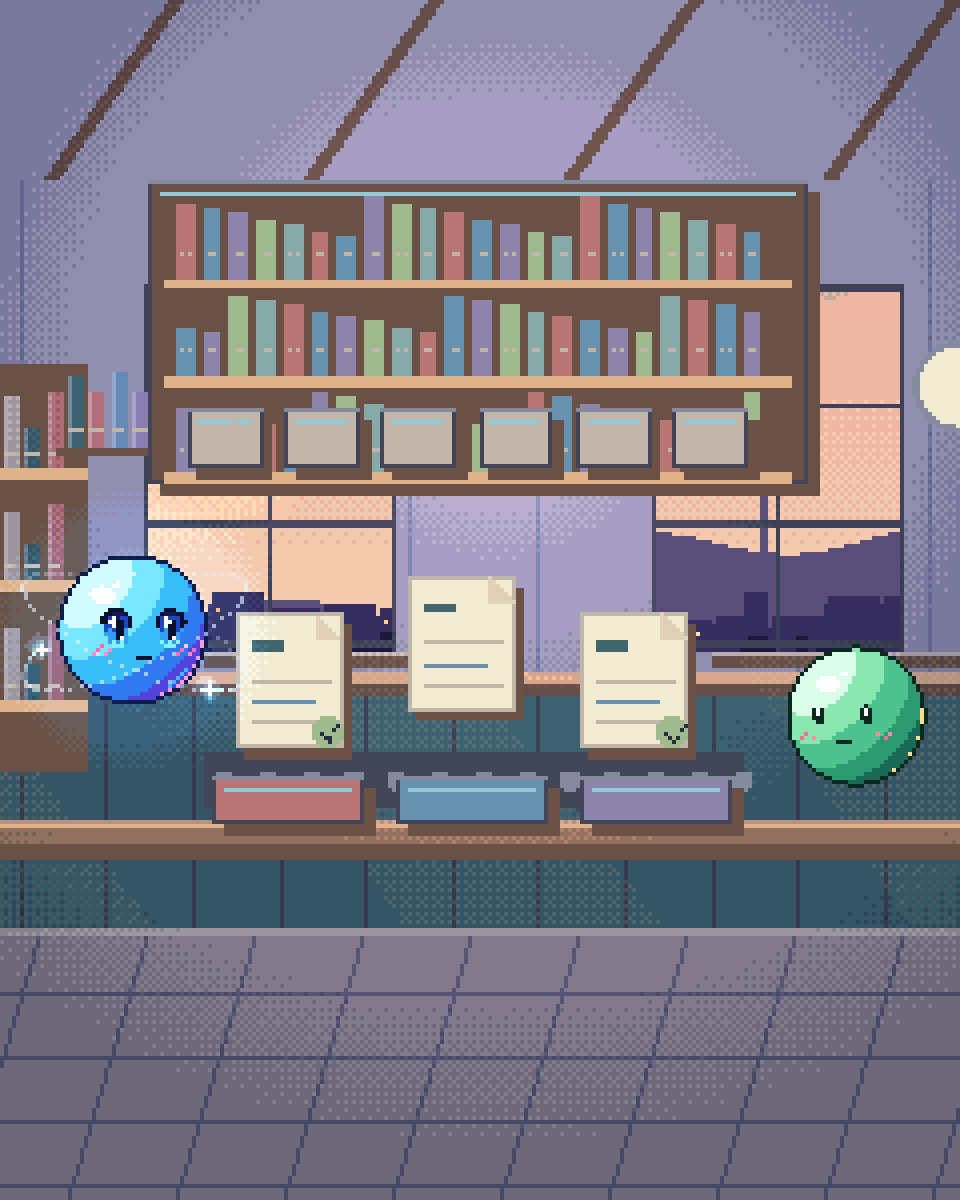 Pixel illustration for SOC Alert Triage: request cards organised into distinct handling trays.