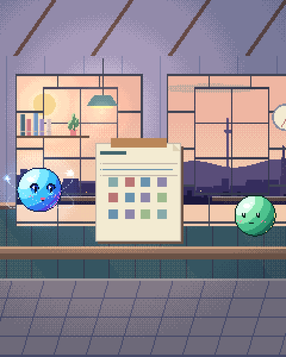 Pixel illustration for Booking & Recall: an appointment calendar beside a telephone and access cards.