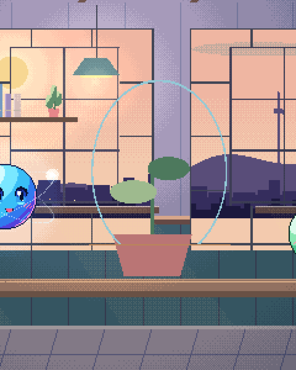 Pixel illustration for Land & Crop Monitoring: a seedling under a lifted glass test dome.