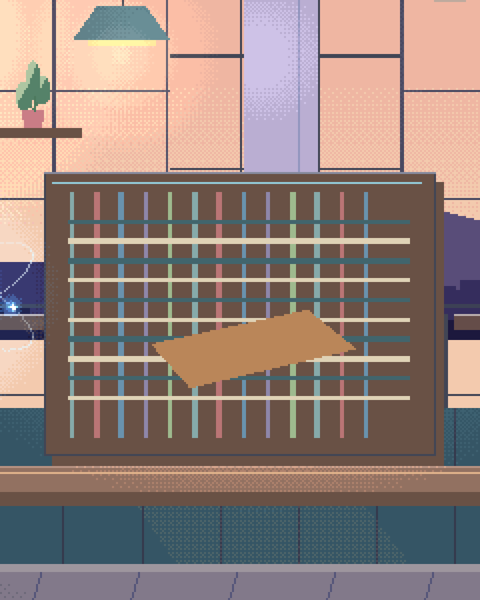 Pixel illustration for Fashion & Apparel: a loom weaving coloured threads between connected systems.