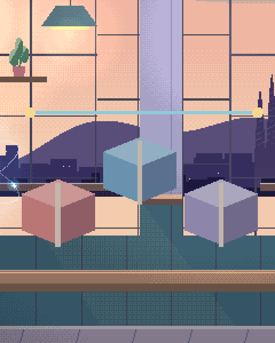 Pixel illustration for Logistics & Freight: cargo crates linked by a planning route.