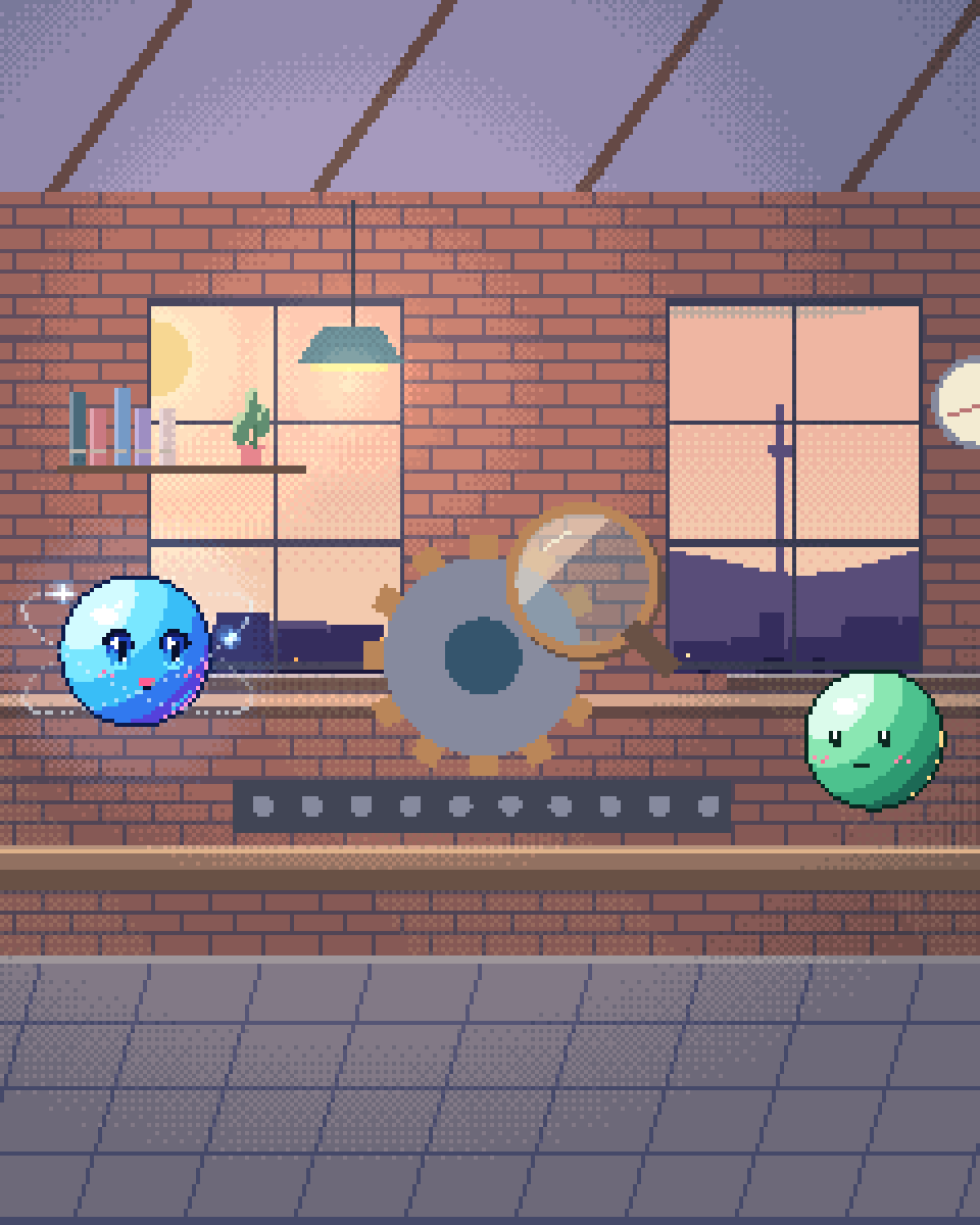 Pixel illustration for Predictive Maintenance: a machine bearing inspected by a sensor and service lamp.