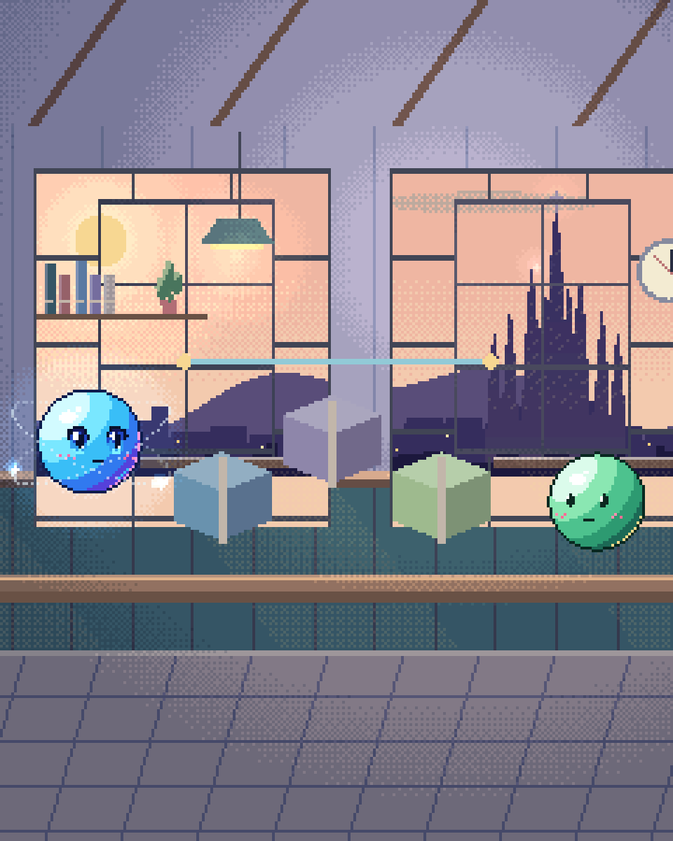 Pixel illustration for Maritime & Ports: cargo crates linked by a planning route.