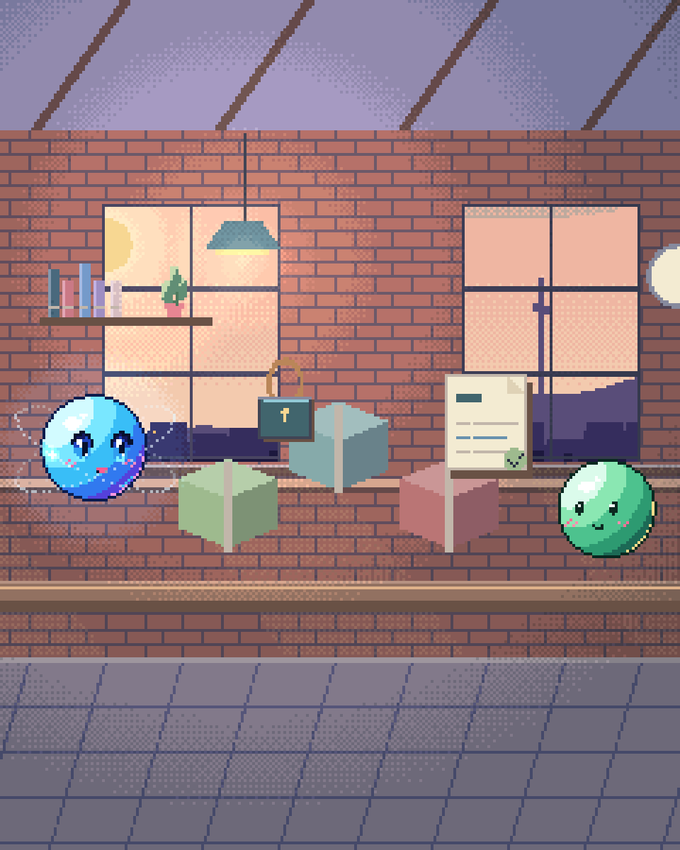 Pixel illustration for Vessel Documentation: a sealed component crate with provenance cards.