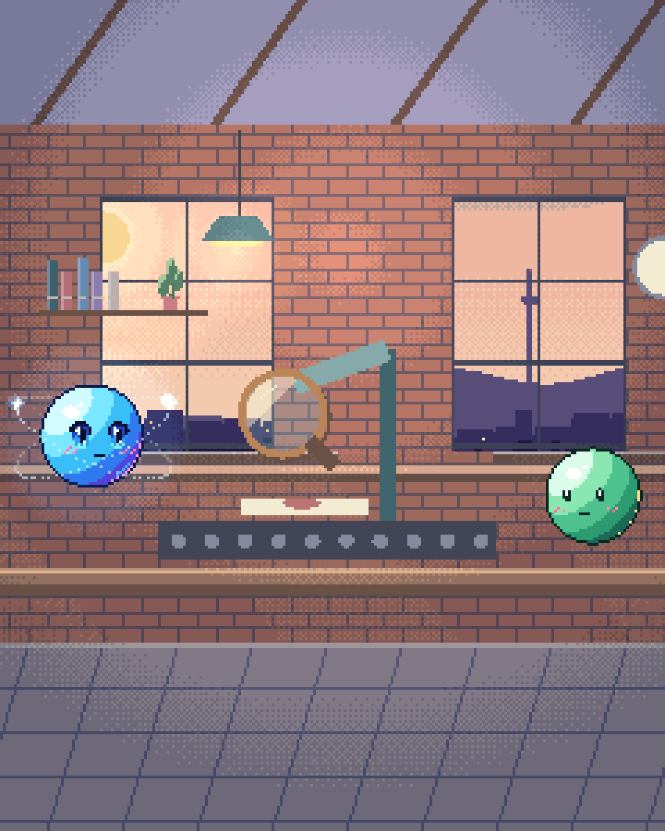 Pixel illustration for Geological Report Synthesis: a microscope inspecting a slide beside research documents.