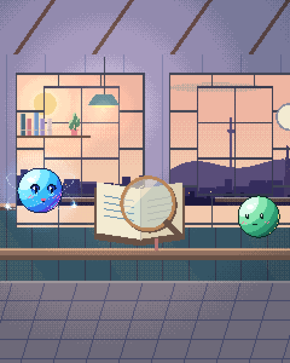 Pixel illustration for Grant Applications: an open reference book under a warm reading lamp.