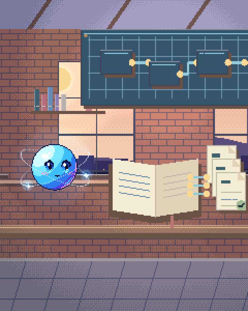 Pixel illustration for BOM & Should-Cost Estimation: a ledger linked to source slips and checked records.
