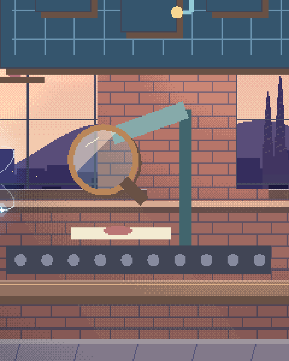 Pixel illustration for Prior Art & Design Search: a microscope inspecting a slide beside research documents.