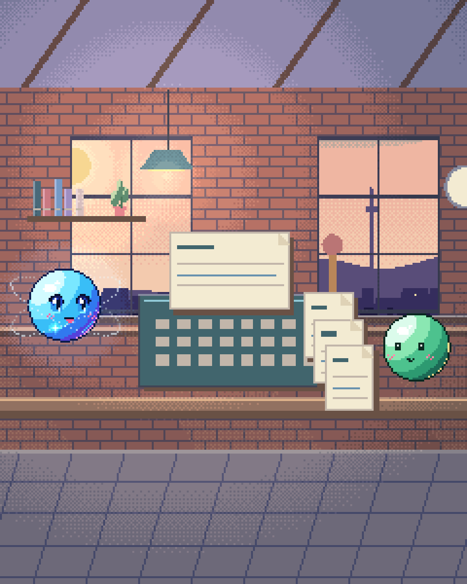 Pixel illustration for Listings & Valuation: a small printing press producing a family of different page layouts.