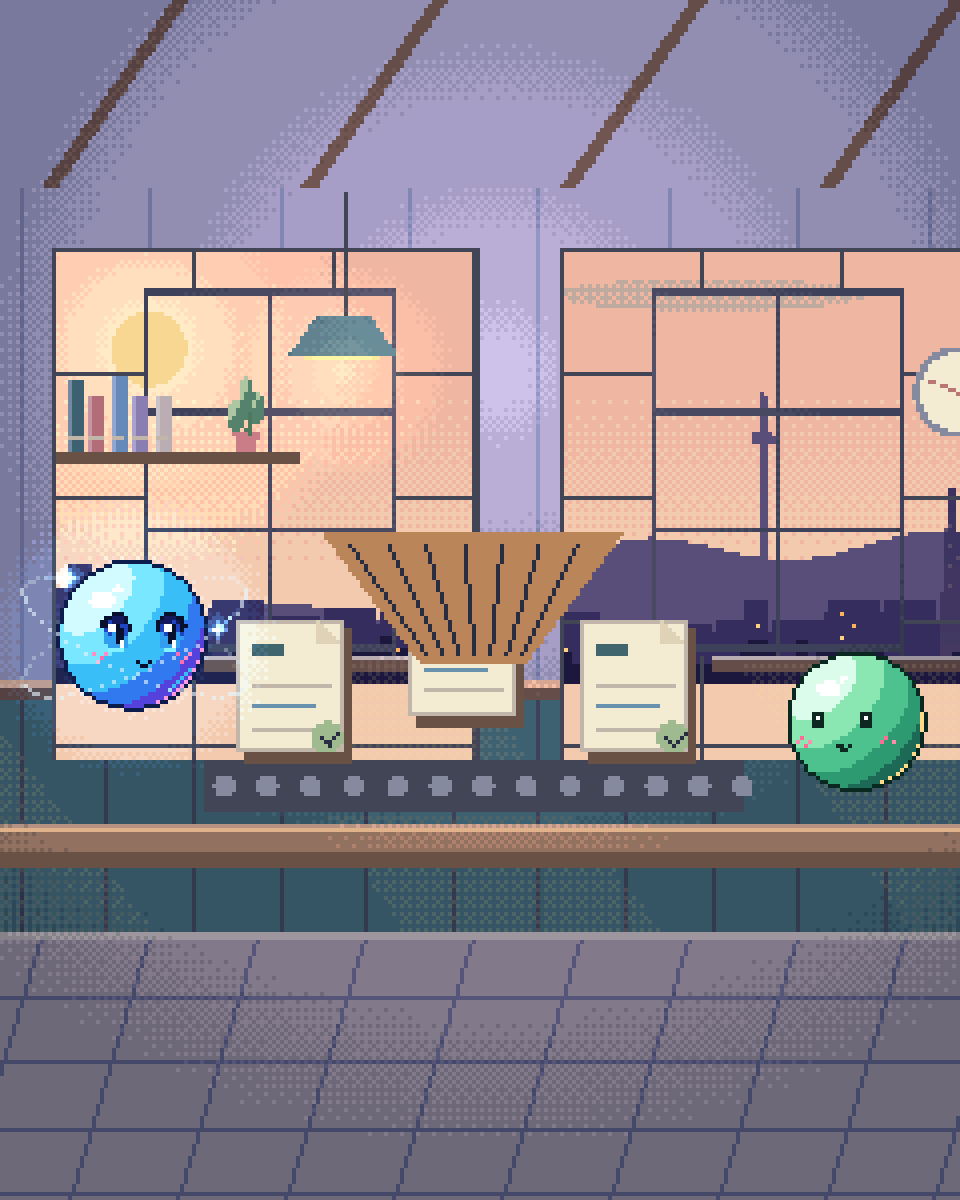 Pixel illustration for Intake & Triage Routing: a physical sieve separating complete cards from cards needing attention.