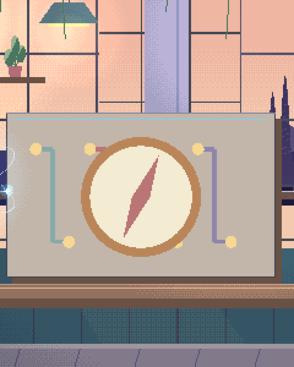 Pixel illustration for AI for Non-Technical Founders: a compass guiding a small prototype across a worktable.