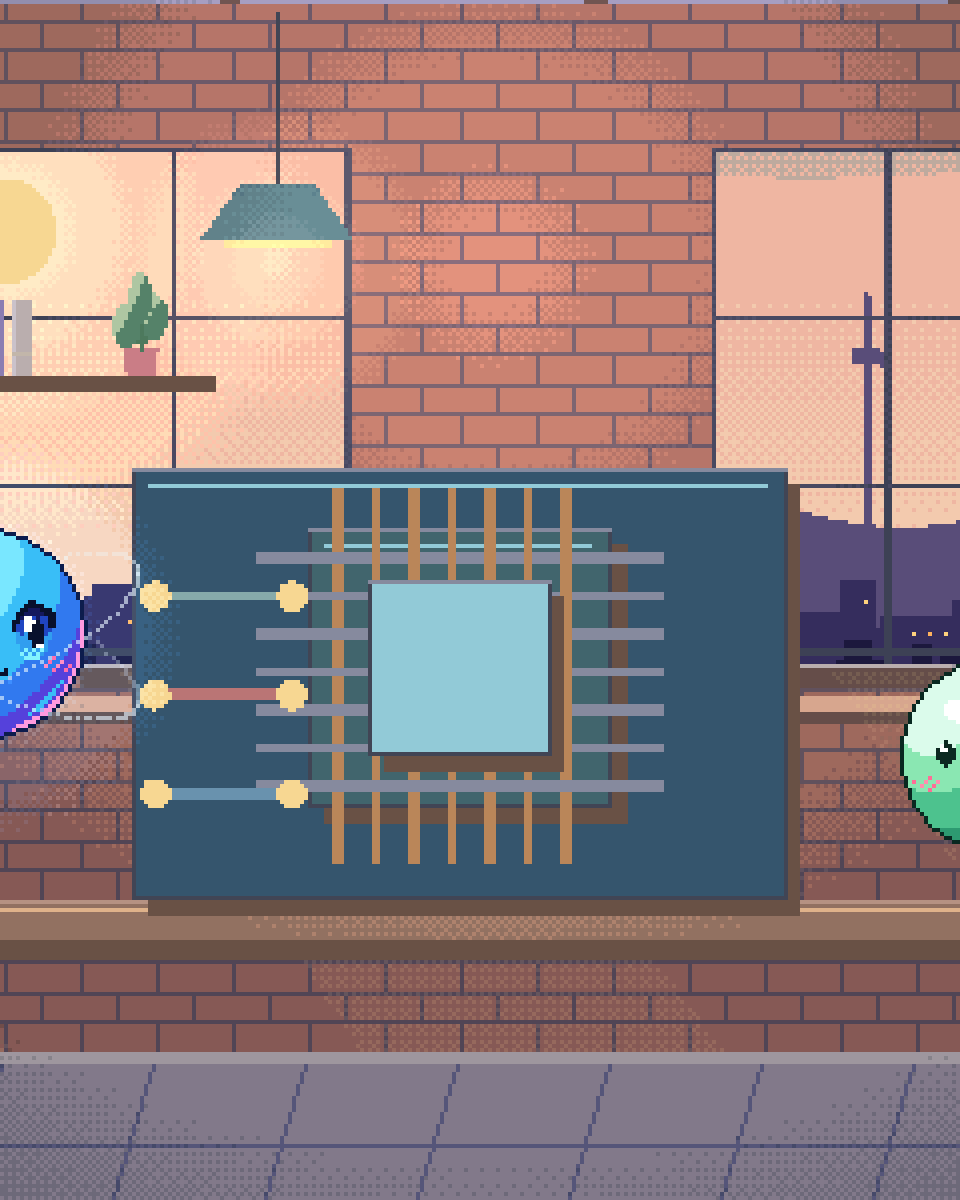 Pixel illustration for Inference Optimisation: a compact processing mechanism with parallel tracks.