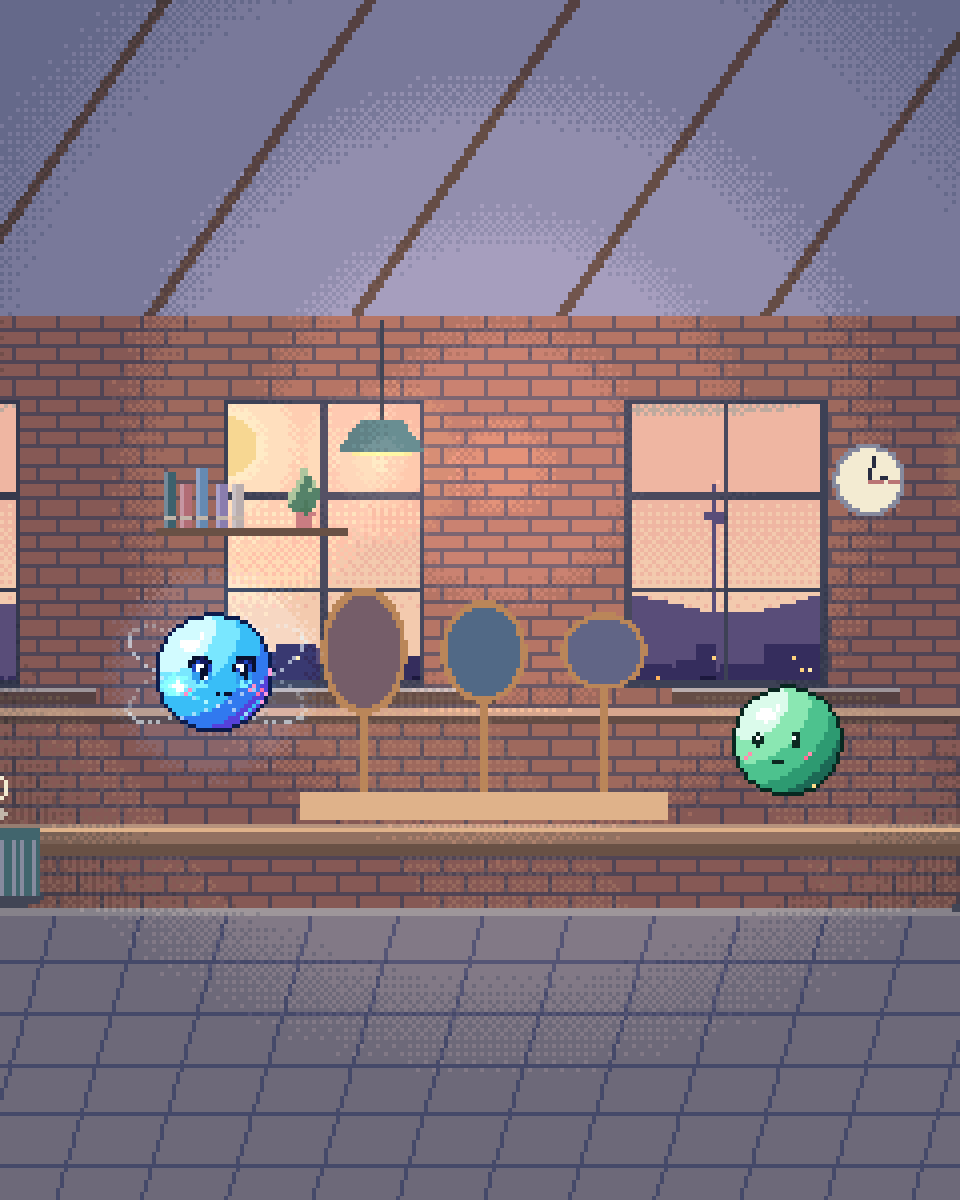 Pixel illustration for Model Families: a rack of different optical lenses with sample cards.