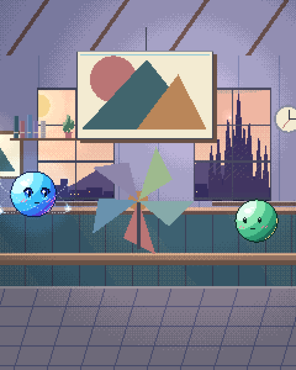 Pixel illustration for Mistral: European Open Weights: an open mechanical wind instrument turning glass model components.