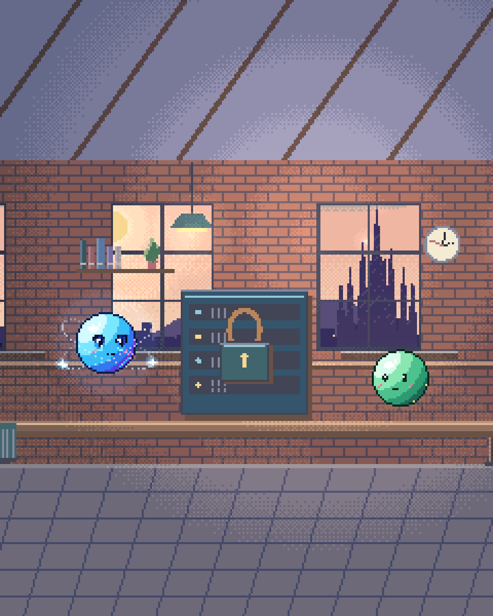 Pixel illustration for Post-Quantum Cryptography: a closed lock protecting a document vault.