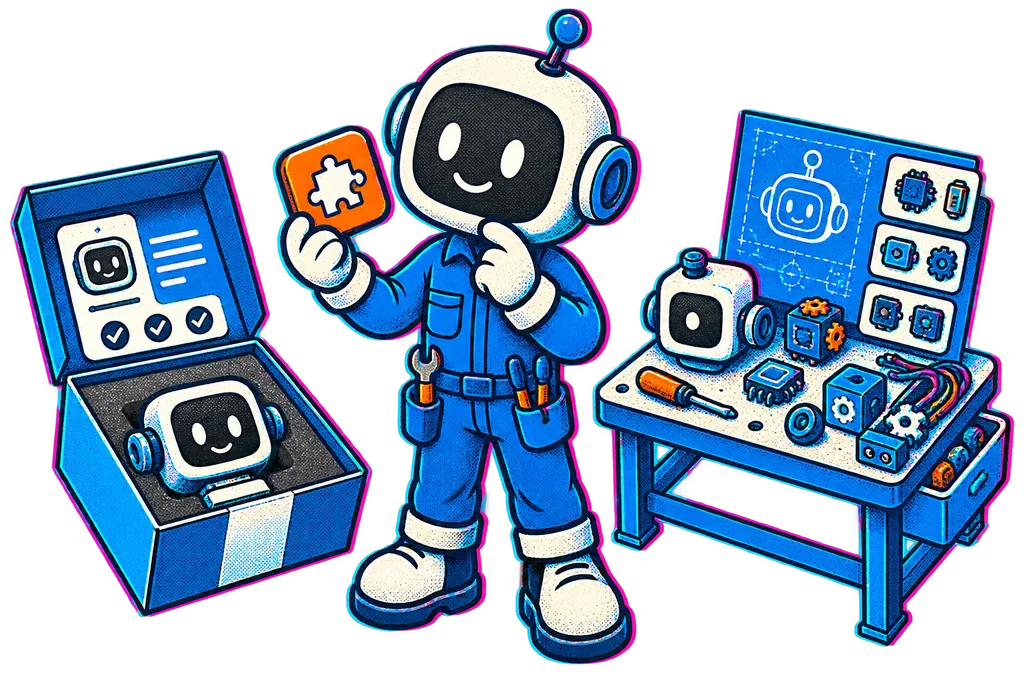 The Little Builder compares a ready-made module with a custom maker workbench.