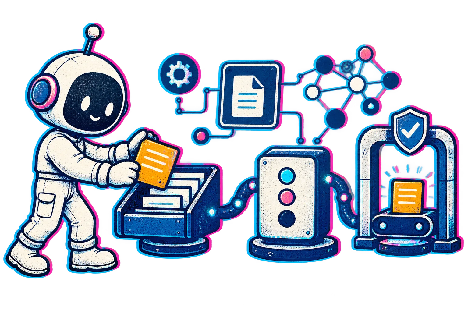 The Little Builder follows a task through several connected business-system panels.