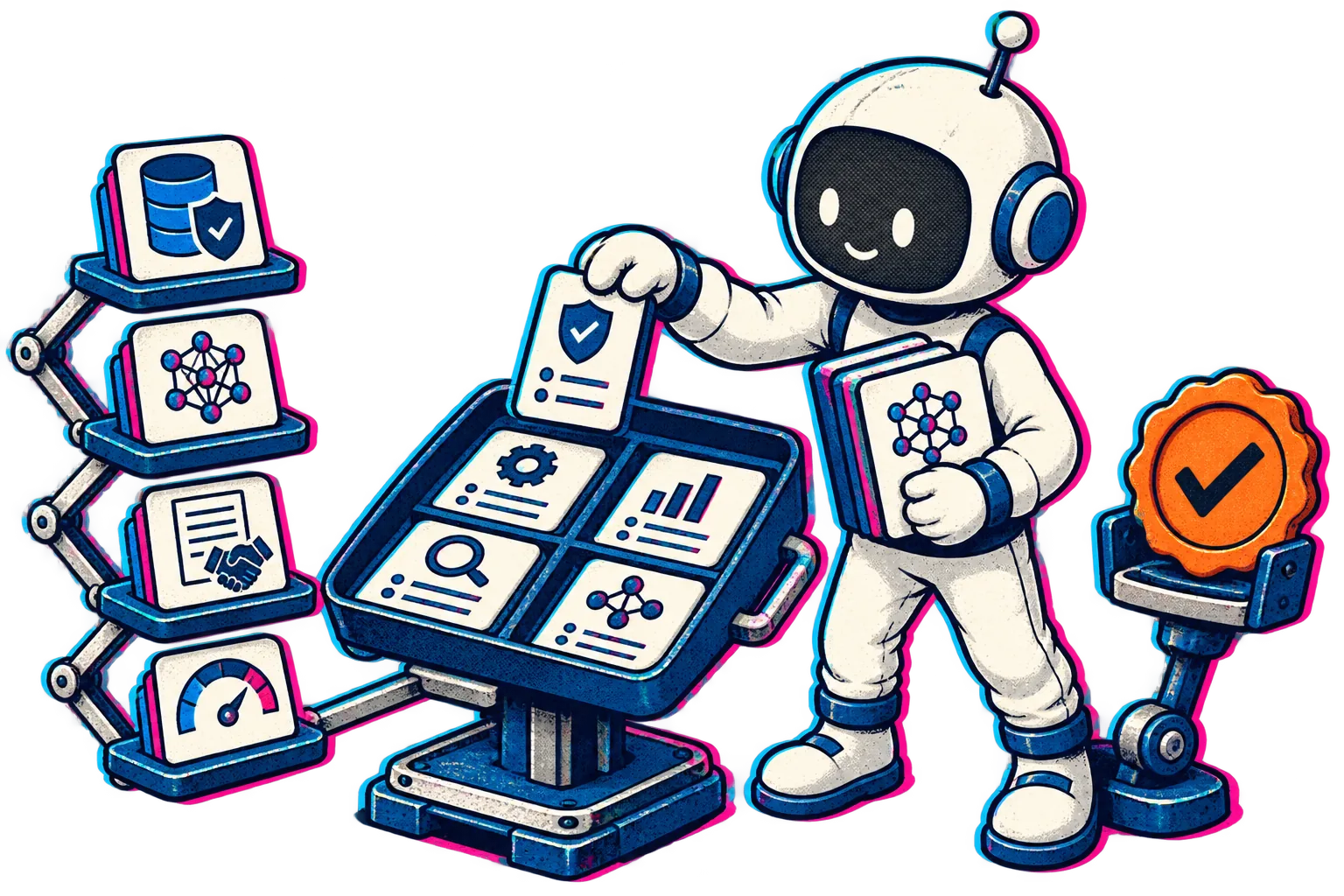 The Little Builder reviews a structured supplier pack beside a compact evaluation rig.
